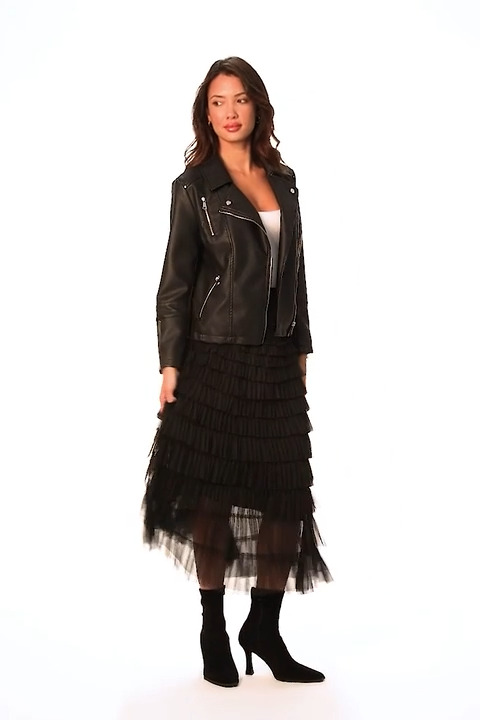 Black ruffle cheap skirt jacket