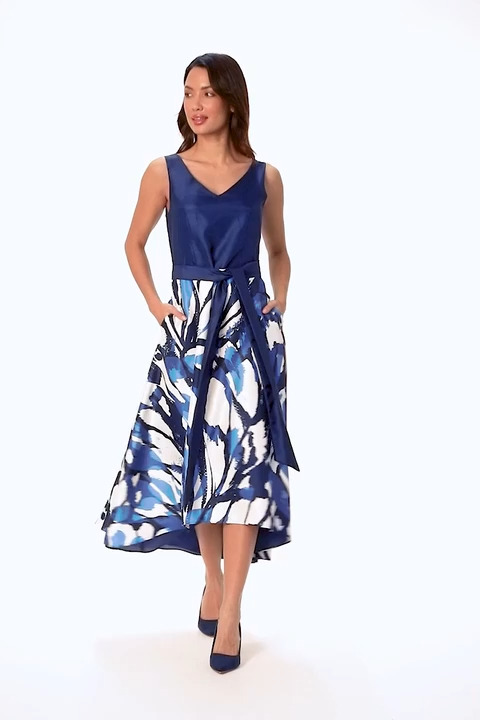 slim fit dress slacks Gray Embellished Butterfly Fit and Flare Tea-Length Dress main image 1