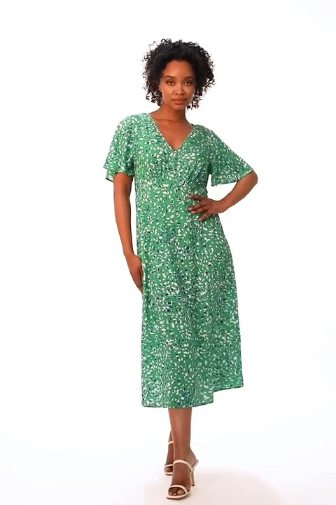 Green Petite Flute Sleeve Maxi Dress | Roman UK