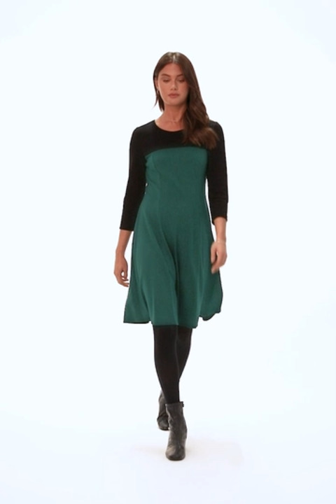 Forest Colour Block Skater Stretch Dress | Roman UK