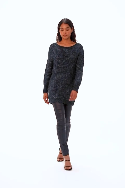 Midnight Blue Shimmer Thread Longline Jumper