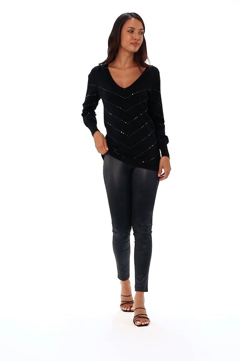 thumbnail image 2 of Women's Faux Leather Wet Look Thermal Leggings – Croco Print By Milax Fashion 2 of 3