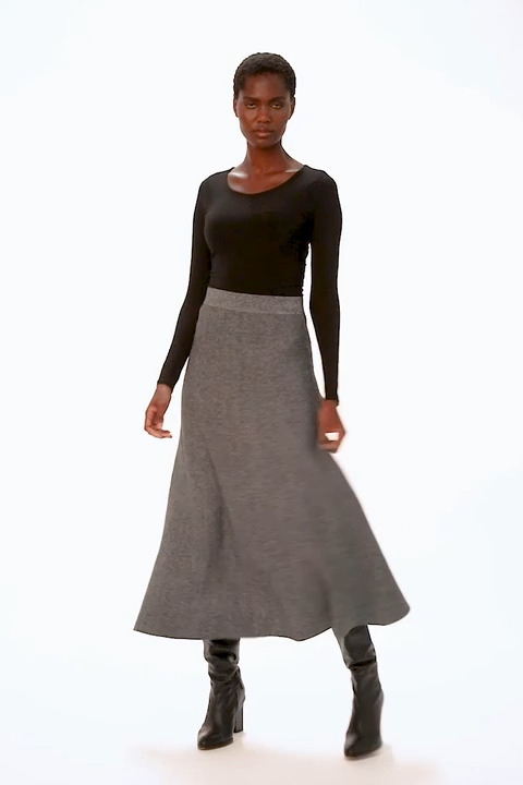 Grey a shop line midi skirt