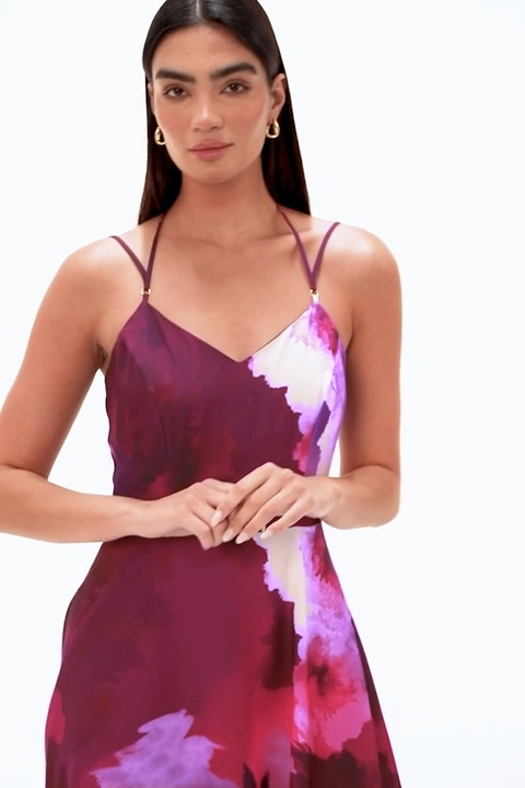 Magenta Luxe Floral Fit & Flare Maxi Dress