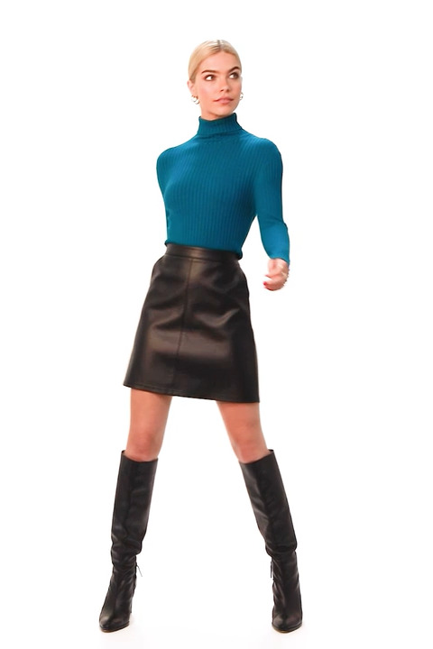 Teal Ribbed Turtle Neck Jumper | Dusk UK