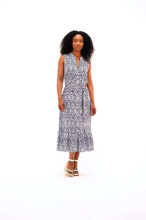 blue and white aztec dress Day Tripper Dress / Indigo Aztec Indigo Aztec / XS