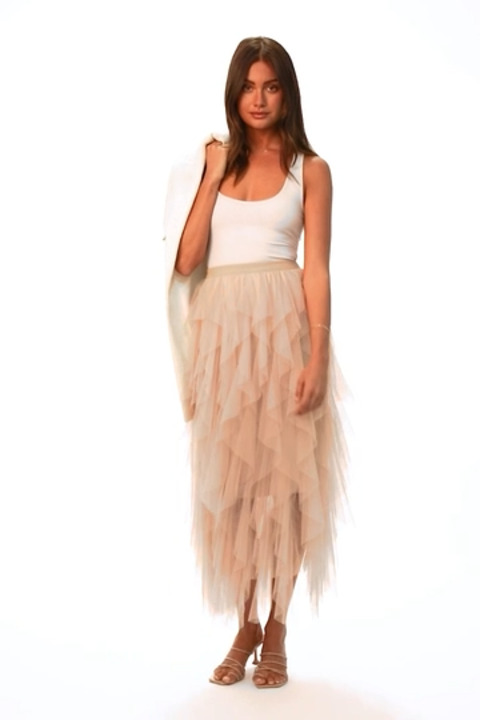Buy Roman Elasticated Pearl Mesh Layered Skirt from the Laura