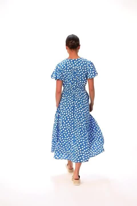 Light Blue Petite Polka Dot Midi Dress | Petite UK