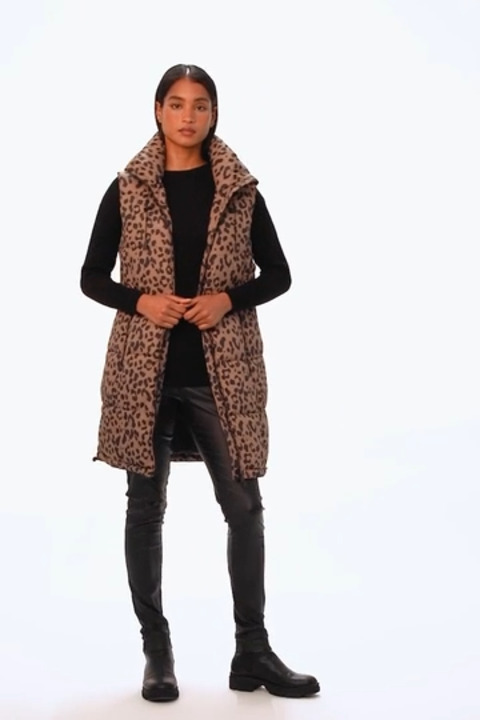 Multi Animal Print Longline Hooded Gilet | Roman UK