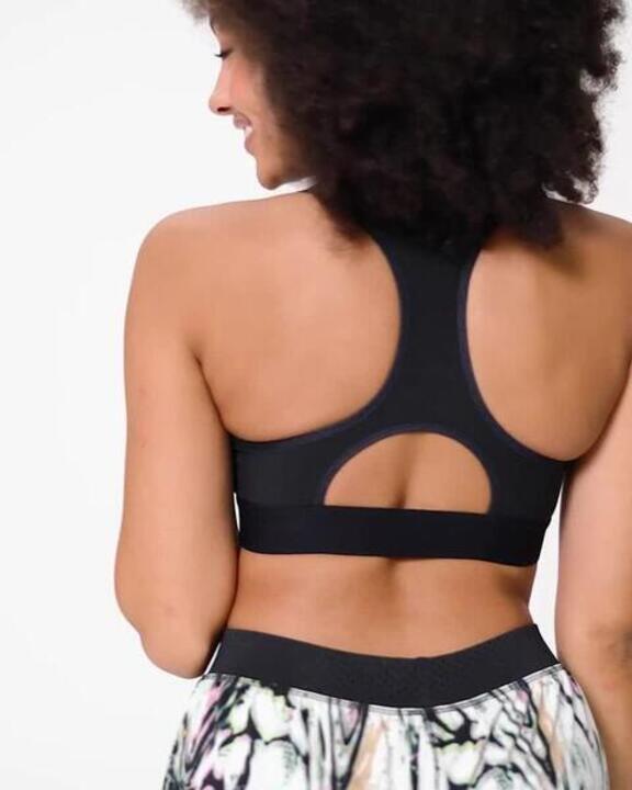 Women Sports Bra, Padded with Zip Detailing, High Support - White - Video 2