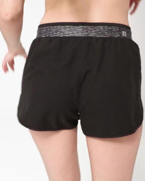 Women Gym Shorts Loose Fit - Black/Mottled Grey - Video 2