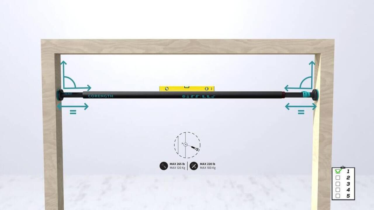 Pull Up Bar 70cm Door Lockable, Supports upto 120kg - Black/Blue - Video 2