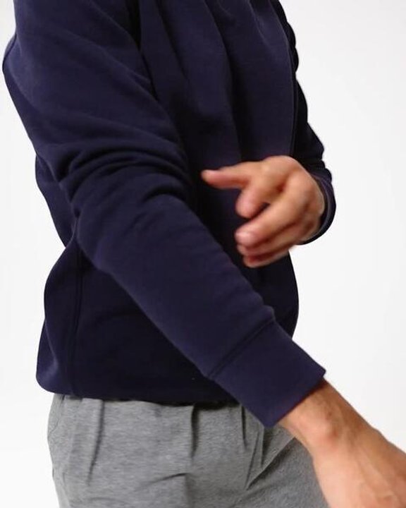 Men's Warm Brushed Fleece Sweatshirt - Navy Blue - Video 2