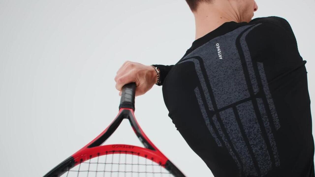 Men Tennis Full Sleeved Warm T-Shirt - Black - Video 2