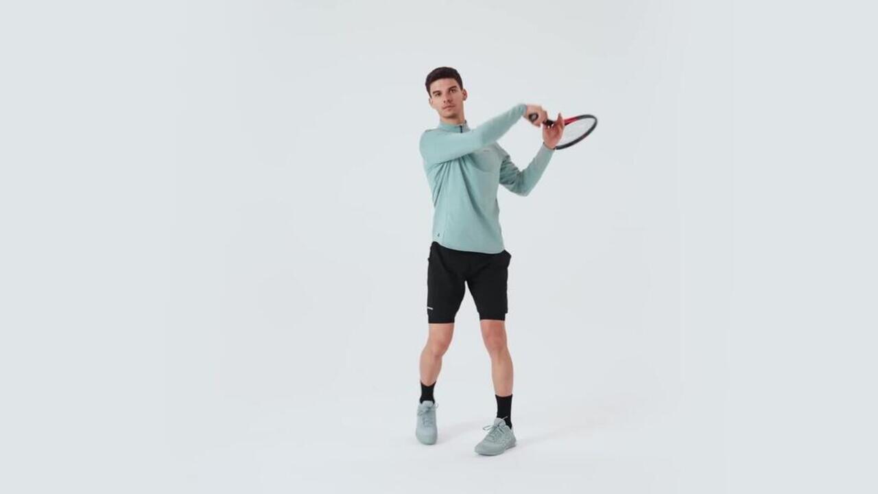 Men's Half-Zip Long-Sleeved Thermal Tennis Sweatshirt - Verdigris - Video 2