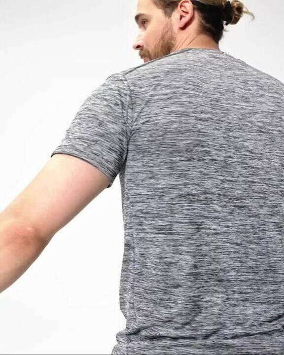 Men Gym Sports T Shirt Polyester - Mottled Grey - Video 2