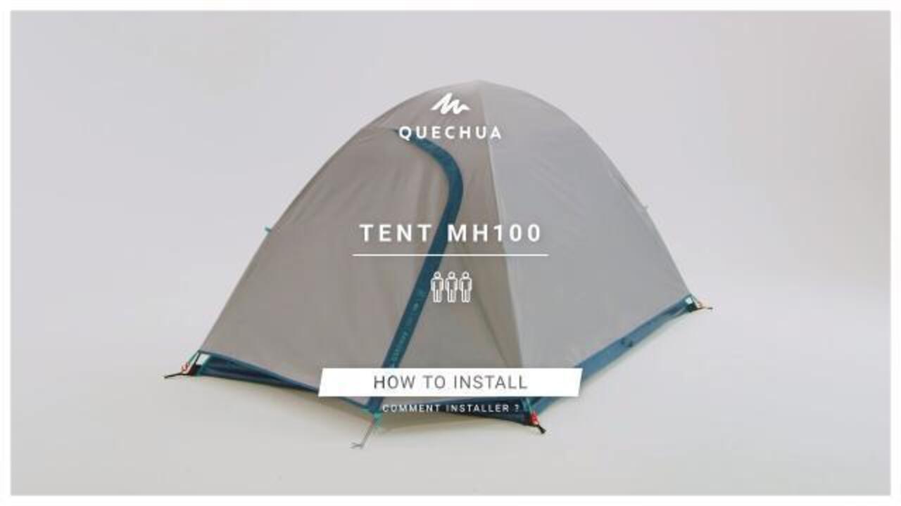 3 Person Camping Tent - MH100 Grey - Video 2