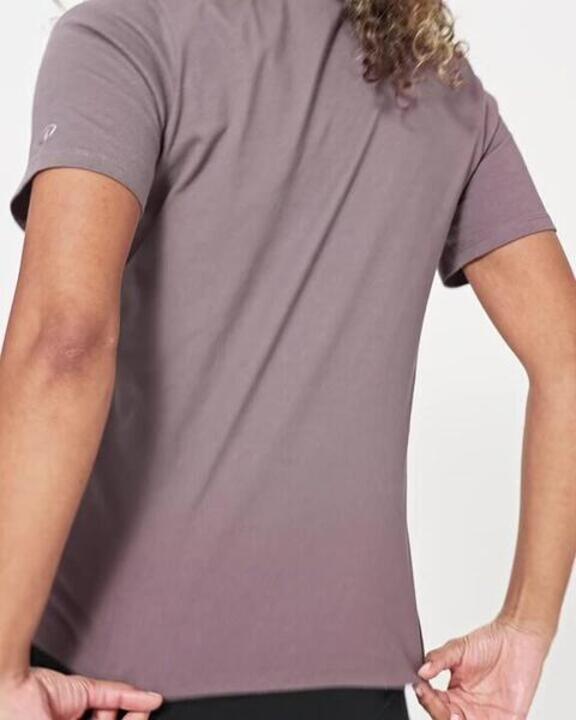 Women's Cotton V-Neck Fitness T-Shirt - Glossy Brown - Video 2