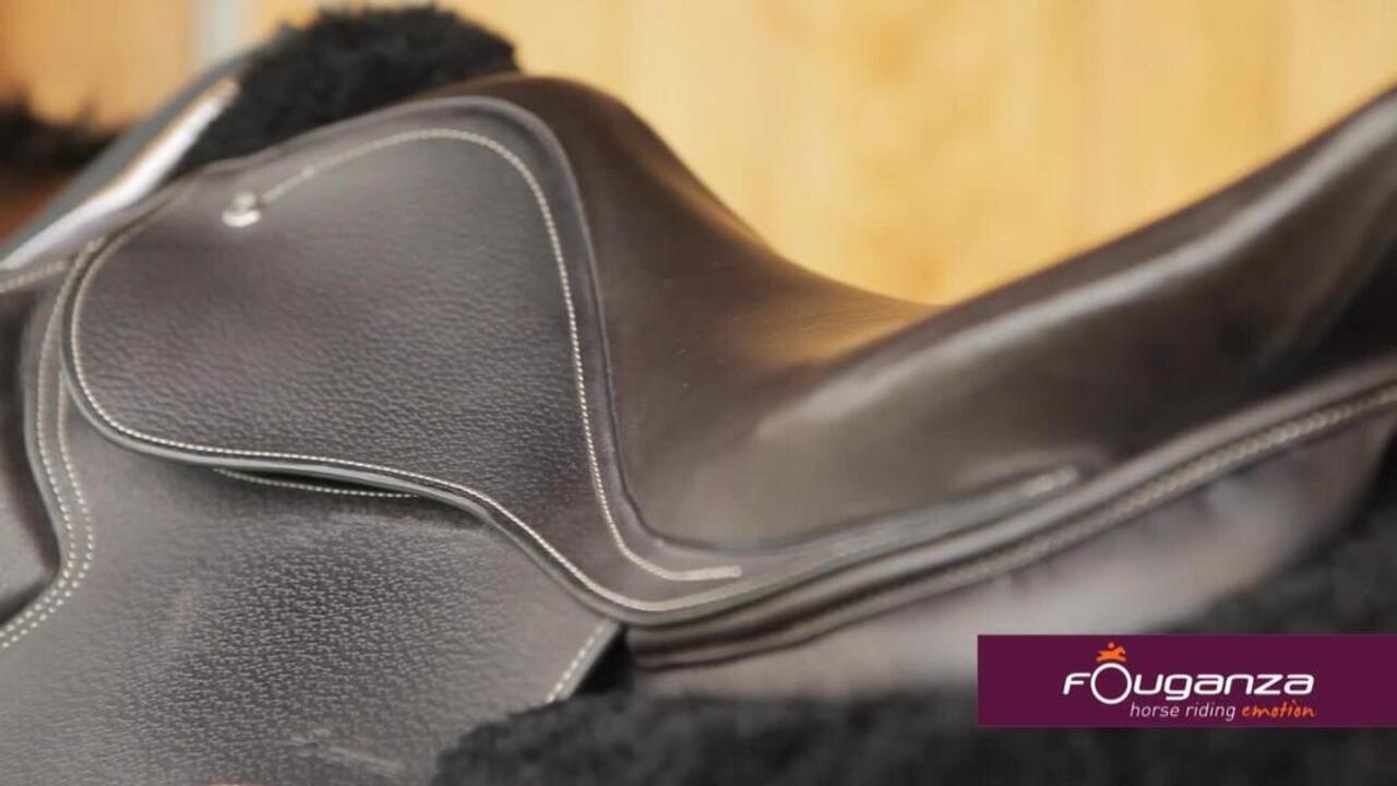 Horse Riding Paddock All Purpose Leather Saddle 17.5 Brown - Video 2