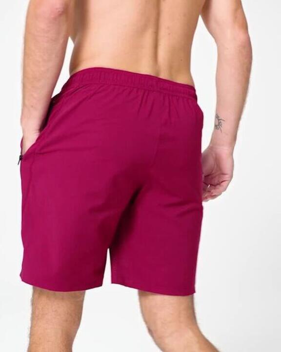 Men Gym Shorts Stretchable, Quick Dry with Zip Pockets - Cherry Purple - Video 2
