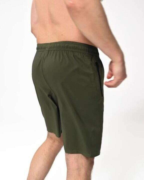 Men Gym Shorts Stretchable, Quick Dry with Zip Pockets - Plain Khaki - Video 2