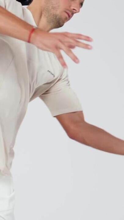 Men's Short-Sleeved Tennis T-Shirt Dry Gaël Monfils - Beige - Video 2
