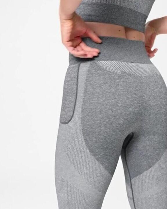 Seamless High Waist with Phone Pocket Women Gym Leggings 900 - Smoked Black - Video 2