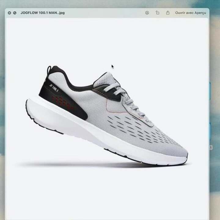 Men Running Lightweight Cushion Shoes, Jogflow 100.1 - Grey/Orange - Video 2