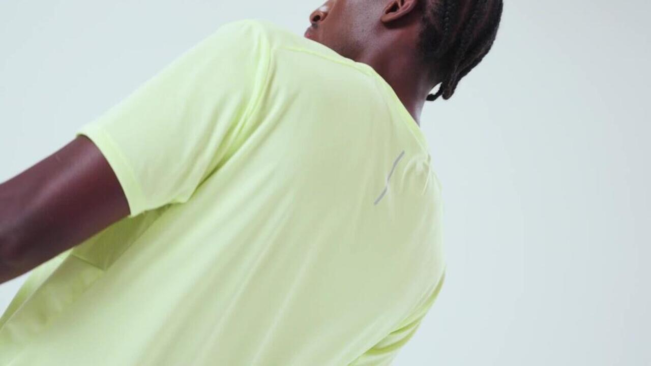Men Running T-Shirt, Quick Dry, Crew Neck - Yellow - Video 2