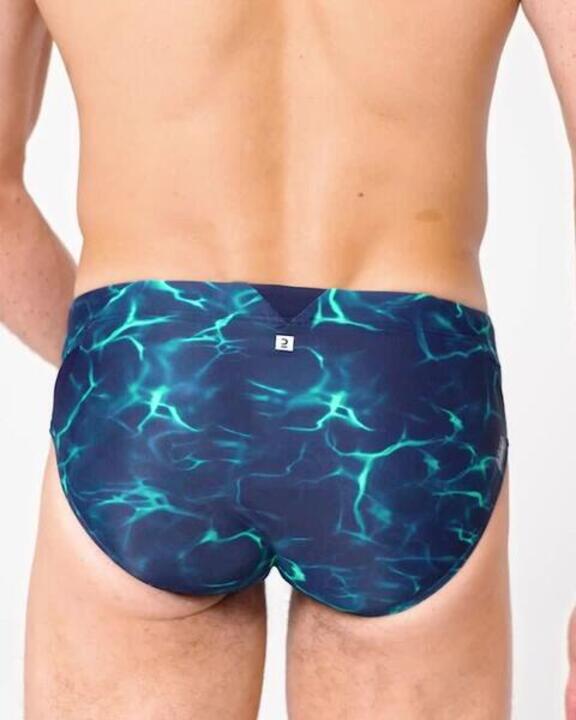 Men's Swim Briefs 900 Tiara Secure Fit & Stylish Blue Green - Video 2