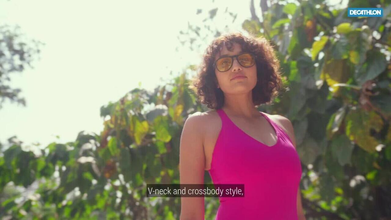 Women's One-piece swimsuit Kamy Long black ruby - Video 2