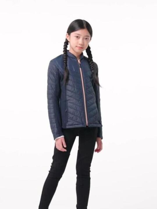 Kids' Horse Riding Jacket 500 - Navy/Rose Gold Zip - Video 2