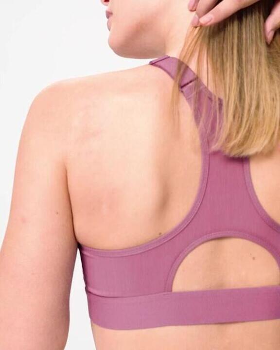 Women Sports Bra, Padded with Zip Detailing, High Support - Old Purple - Video 2