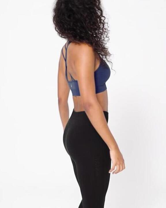 Women's Light Support Sports Bra with Cross-Over Straps - Dark Blue - Video 2
