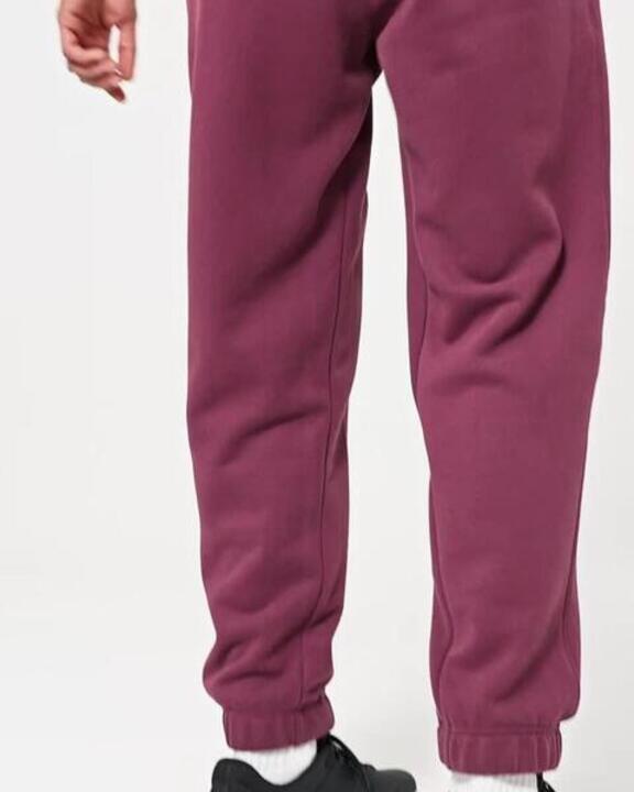Men Warm Jogging Bottoms - Burgundy - Video 2