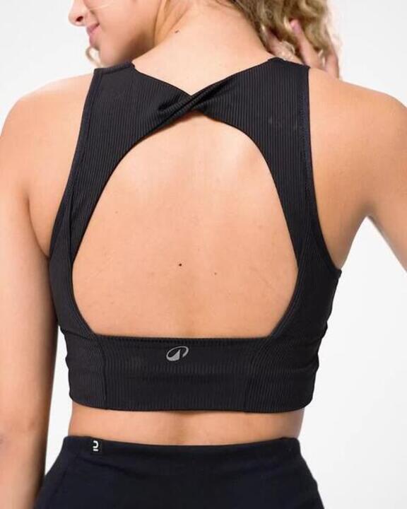 Women's Medium Support Crop Top Sports Bra - Black - Video 2