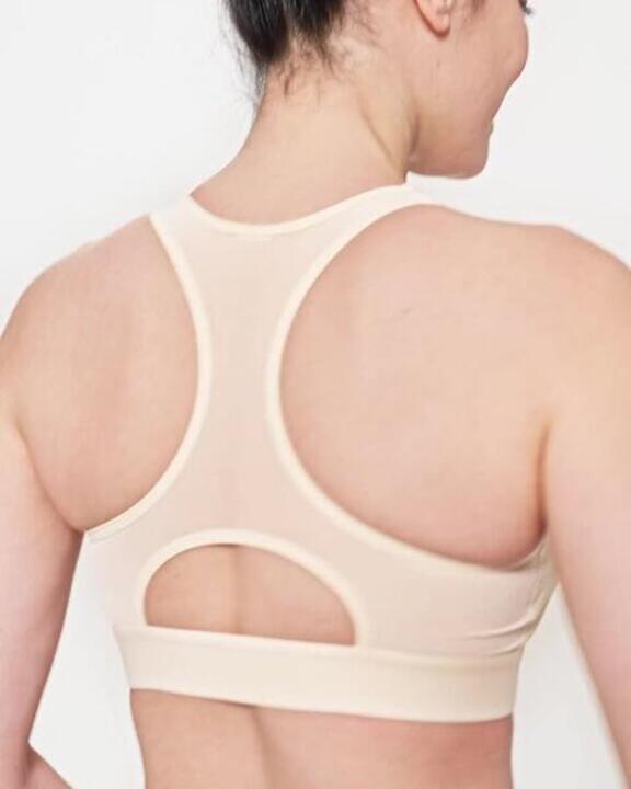 Women's Medium Support Ribbed Zip-Up Sports Bra - Beige - Video 2