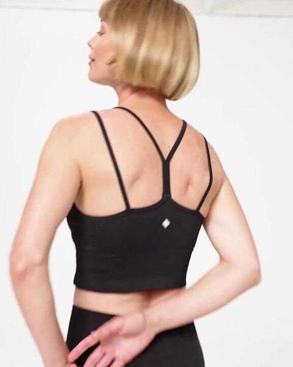 Women's Light Support Multi-Straps Sports Bra -Graphite Black - Video 2