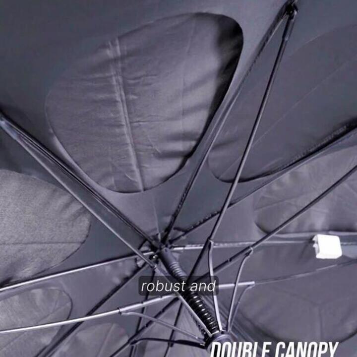 Waterproof Umbrella Large 145cm Coverage UV Protection Auto Open - Black - Video 2