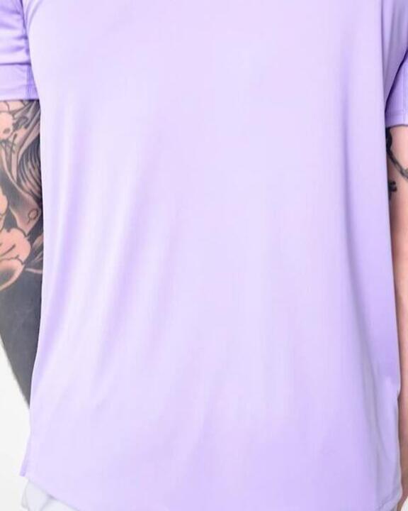 Crew Neck Short-Sleeved Breathable Men's Gym T-Shirt 120- Lavender Purple - Video 2