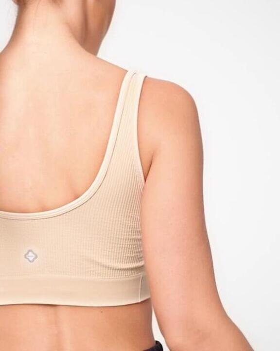 Women's Light Support Second-Skin Effect Sports Bra - Beige - Video 2