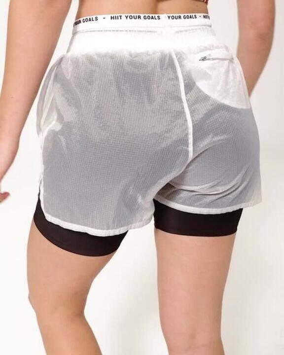 Women's 2-in-1 Fitness Cardio Shorts - White - Video 2