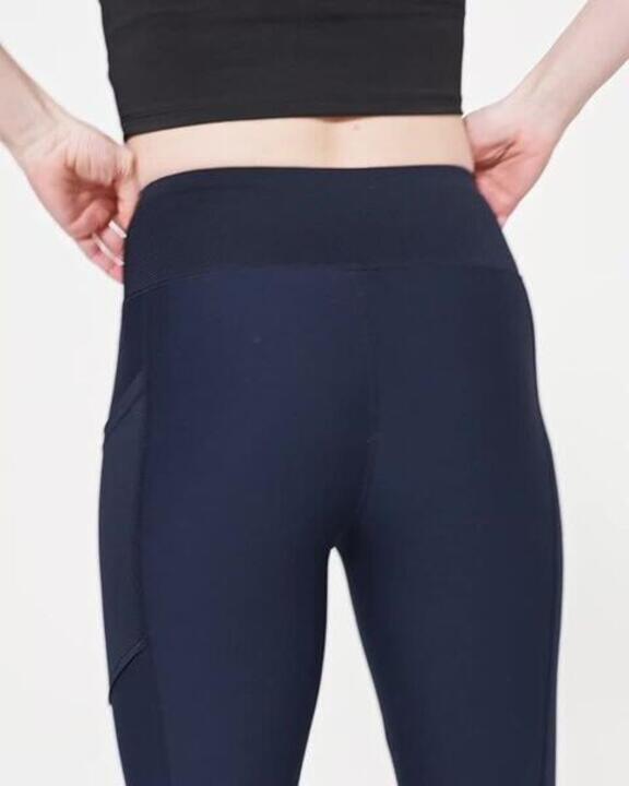 Women's Fitness Leggings with Phone Pocket - Navy Blue - Video 2