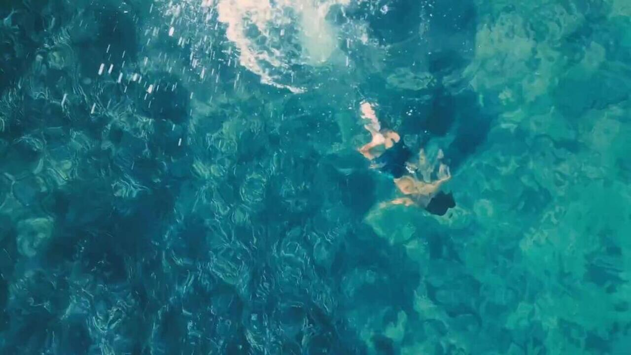 Men’s short swimming shorts 100 camo blue - Video 2