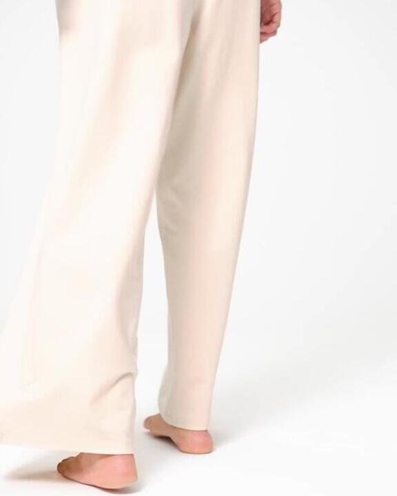 High Waist Wide Cut Women's Loose Track-pant For Gym 520 -Cream Beige - Video 2