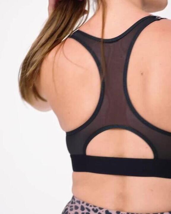 Women's Medium Support Racer Back Sports Bra with Cups  500 -Taupe Beige - Video 2