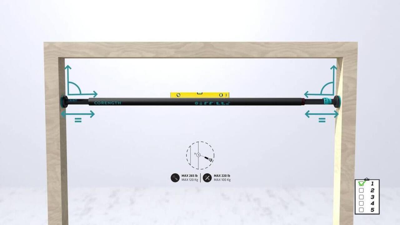 Weight Training Door Lockable Pull Up Bar, Supports upto 100-120kg, 100cm long - Video 2