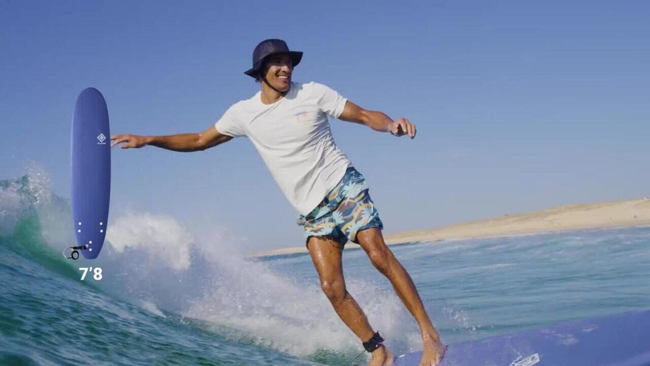 Foam surfboard 7'8" - 500 blue - Video 2