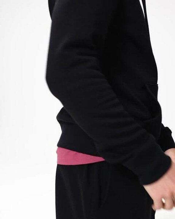 Men's Warm Brushed Fleece Hooded Sweatshirt - Black - Video 2