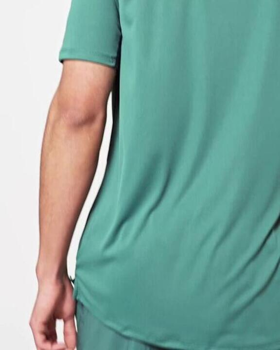 Men's Short-Sleeved Crew Neck Breathable Fitness T-Shirt - Teal - Video 2